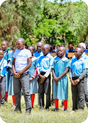Students standing together in school uniforms